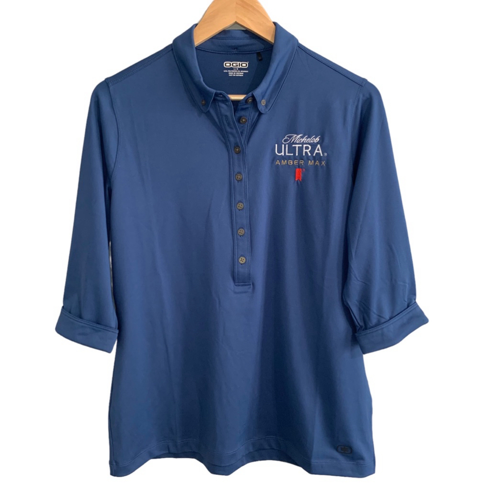 Ogio Long Sleeve Blue Polo Top Michelob Ultra Women Large